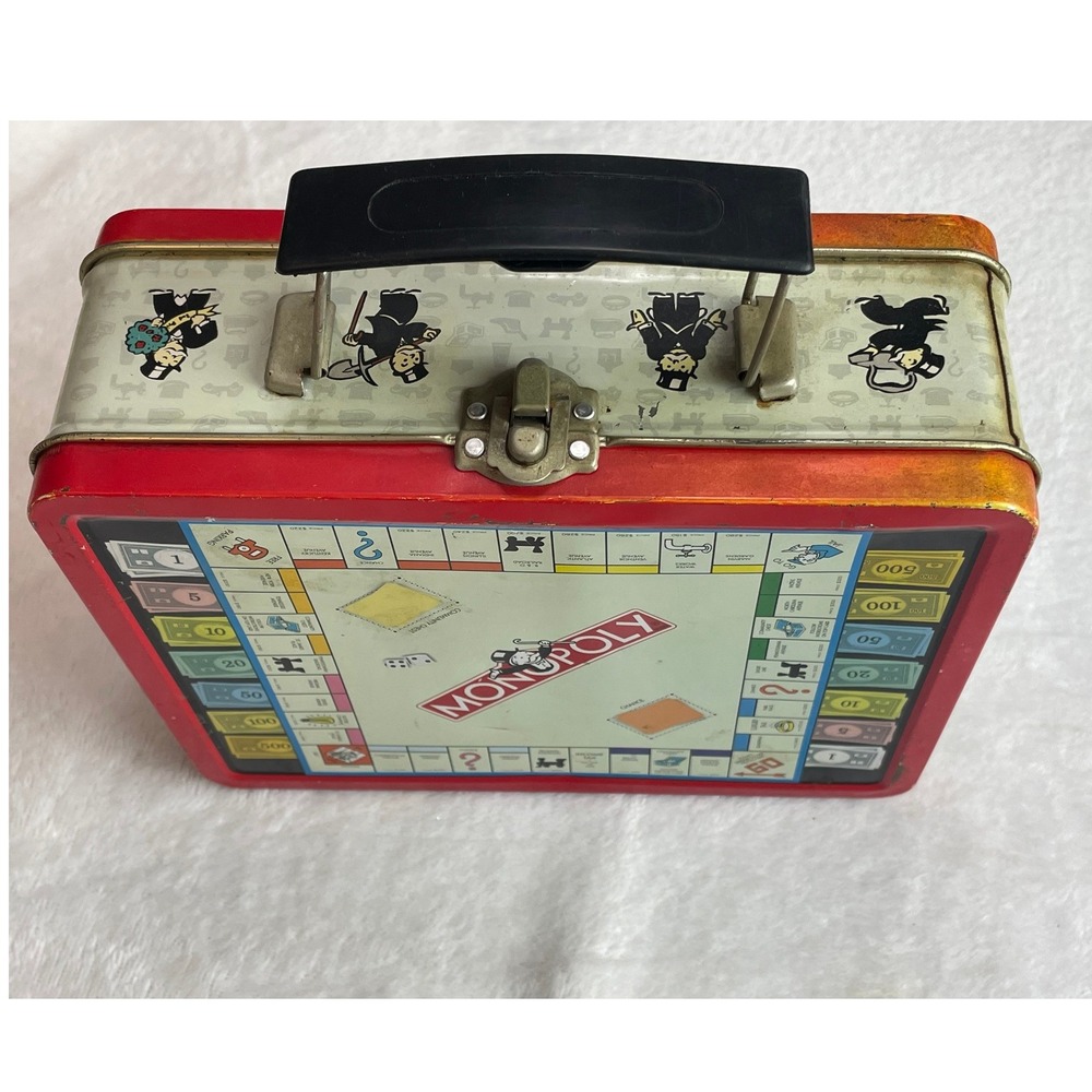 Vintage 1998 Monopoly Board Game Metal Lunch Box Tin Hasbro Series 1 Red